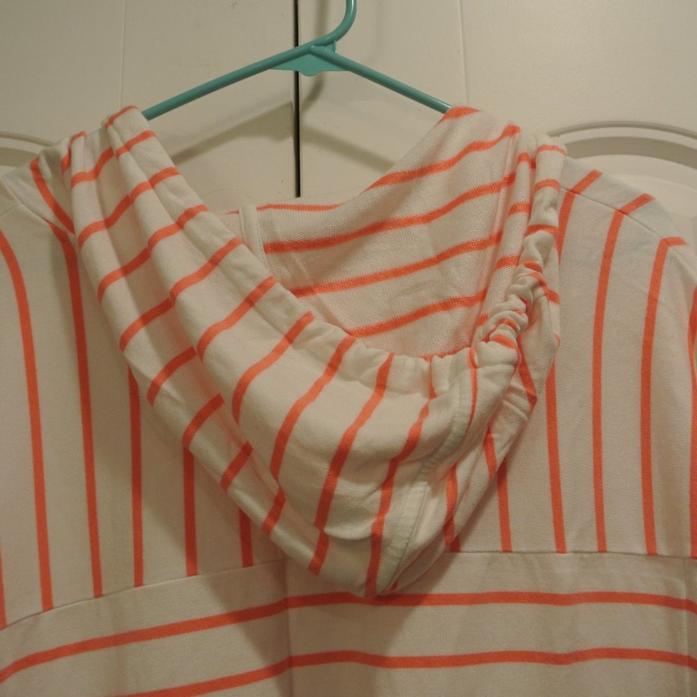 TALBOTS Women's Size 2XP Pink Striped No Sleeve Pullover Top Hood Med Weight - Picture 8 of 9